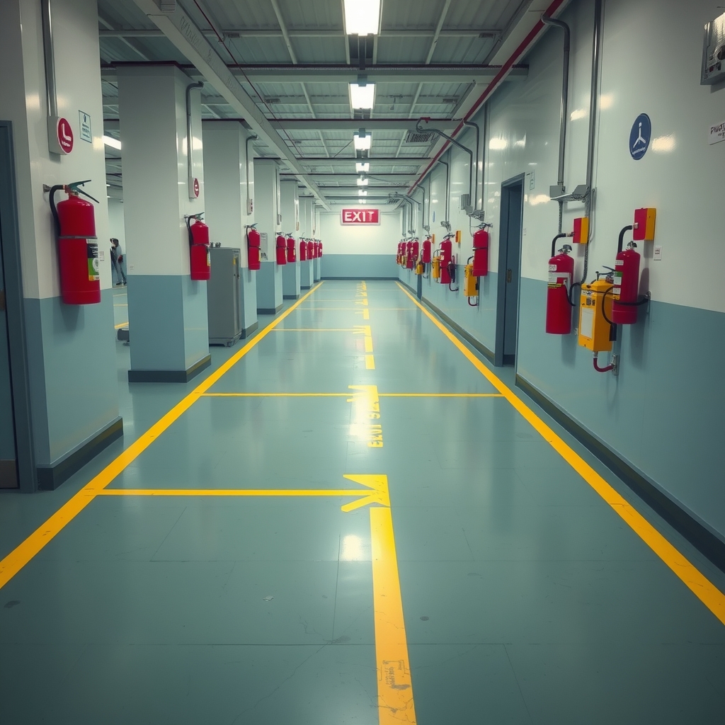 Clear evacuation corridors help industrial establishments maintain ongoing fire safety compliance.